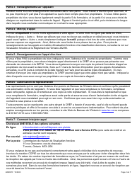 Forme ARB001F Formulaire D&#039;appel D&#039;une Evaluation Fonciere - Ontario, Canada (French), Page 2