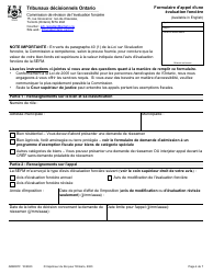 Forme ARB001F Formulaire D&#039;appel D&#039;une Evaluation Fonciere - Ontario, Canada (French), Page 4