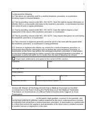 Consent for Medical Treatment, Procedure, or Examination Involving Vaginal or Anal Penetration of a Minor Under Mcl 333.16279 - Michigan, Page 2