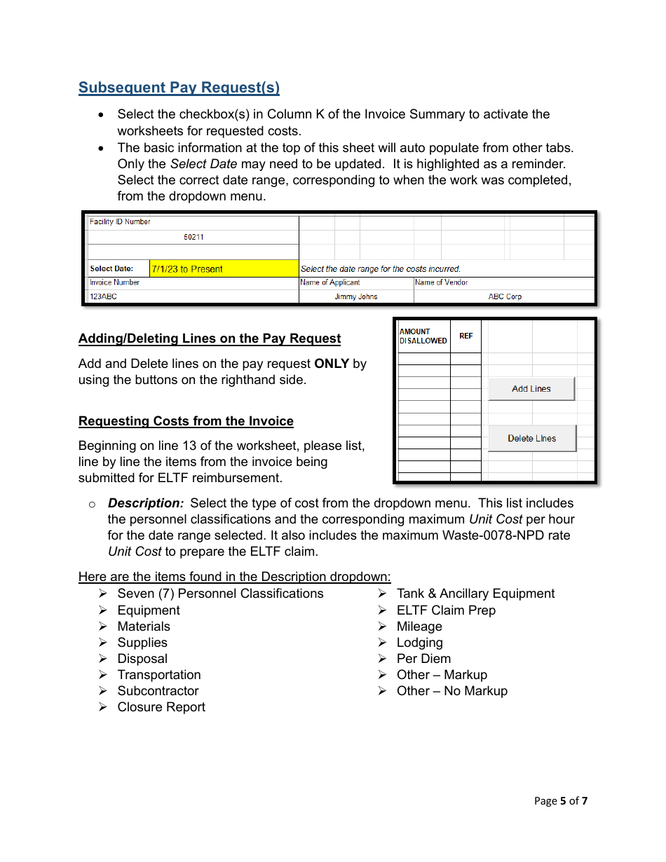 Instructions for State Form 57322 Excess Liability Trust Fund Application for Ust Decommissioning or Replacement Costs - Indiana, Page 5
