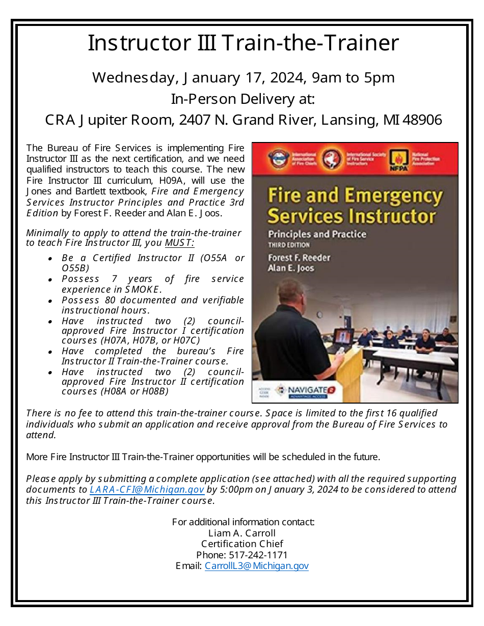 Instructor Iii Train-The-Trainer Application - Michigan, Page 1