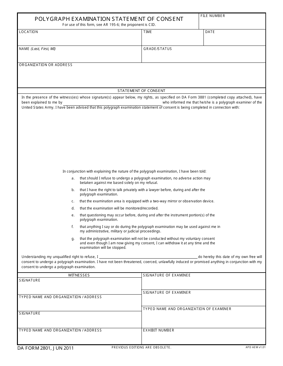 DA Form 2801 - Fill Out, Sign Online and Download Fillable PDF ...