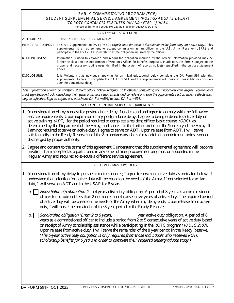 DA Form 591F - Fill Out, Sign Online and Download Fillable PDF