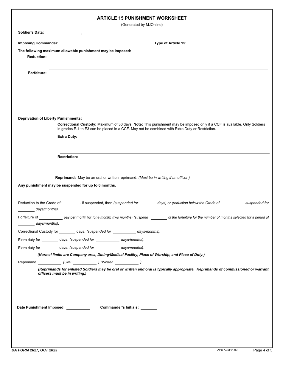 DA Form 2627 Download Fillable PDF or Fill Online Record of Proceedings ...