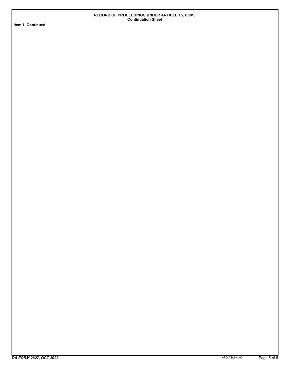 DA Form 2627 Record of Proceedings Under Article 15, Ucmj, Page 5