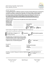 Document preview: Hemp Handler Application - Nevada, 2024