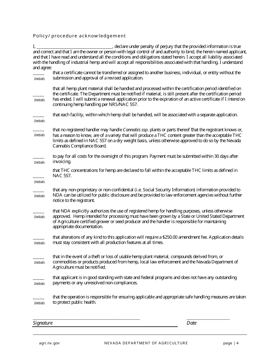 Hemp Handler Application - Nevada, Page 4