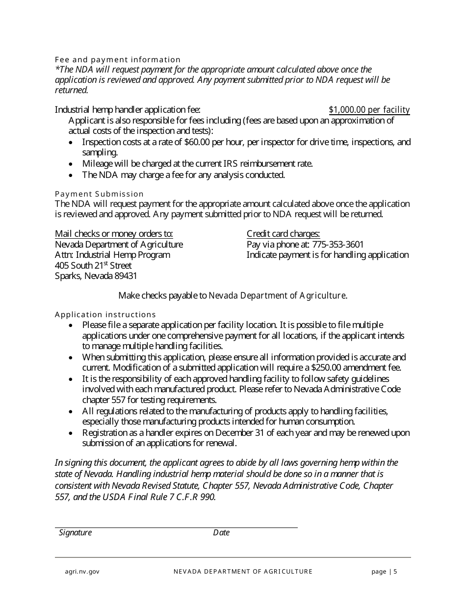 Hemp Handler Application - Nevada, Page 5