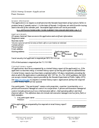 Document preview: Hemp Grower Application - Nevada, 2024