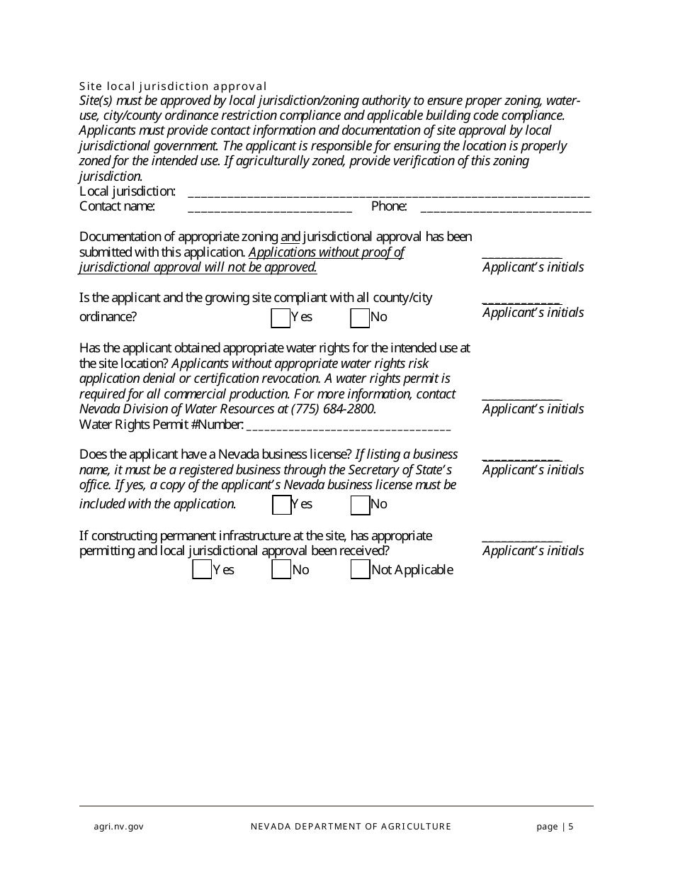 Hemp Grower Application - Nevada, Page 5