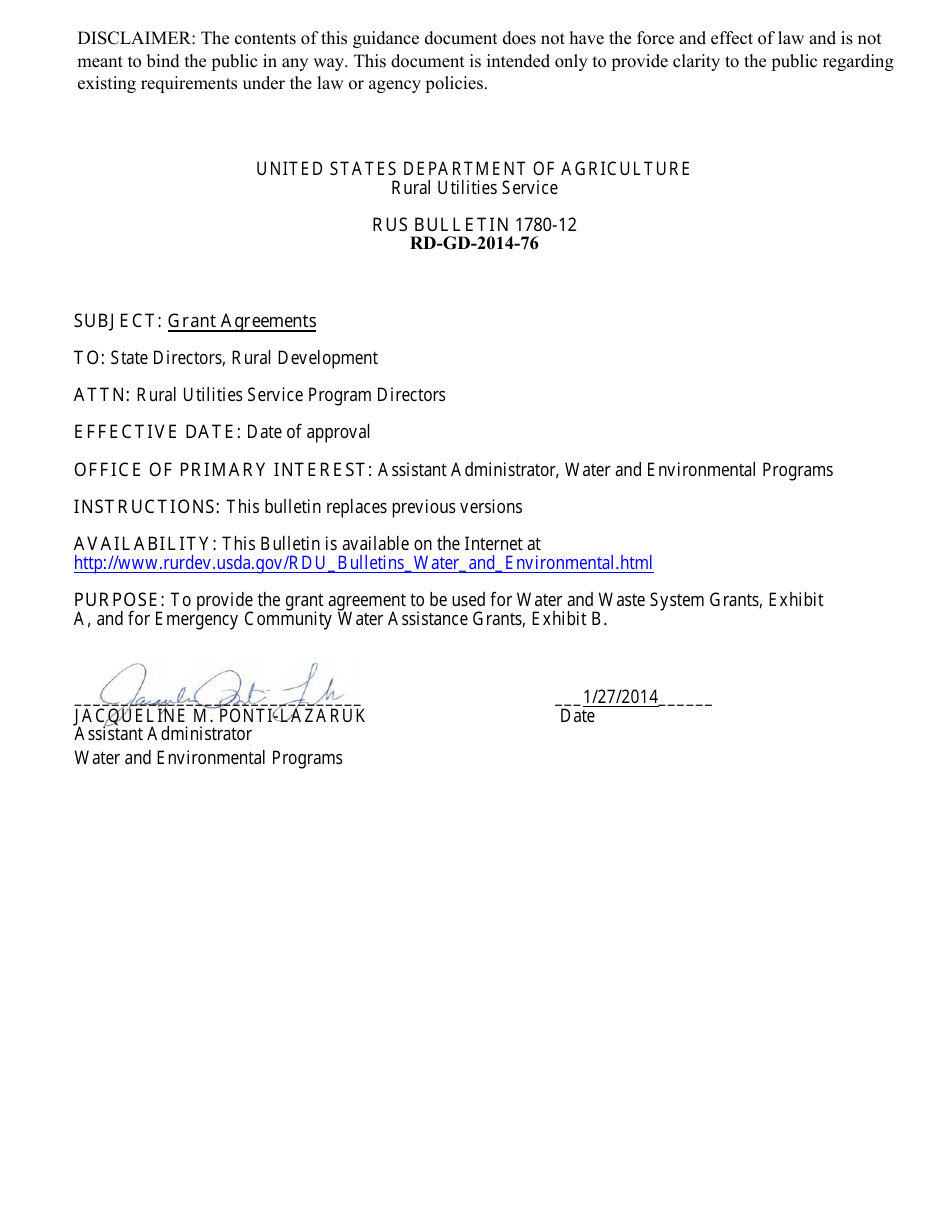 Grant Agreement, Page 1