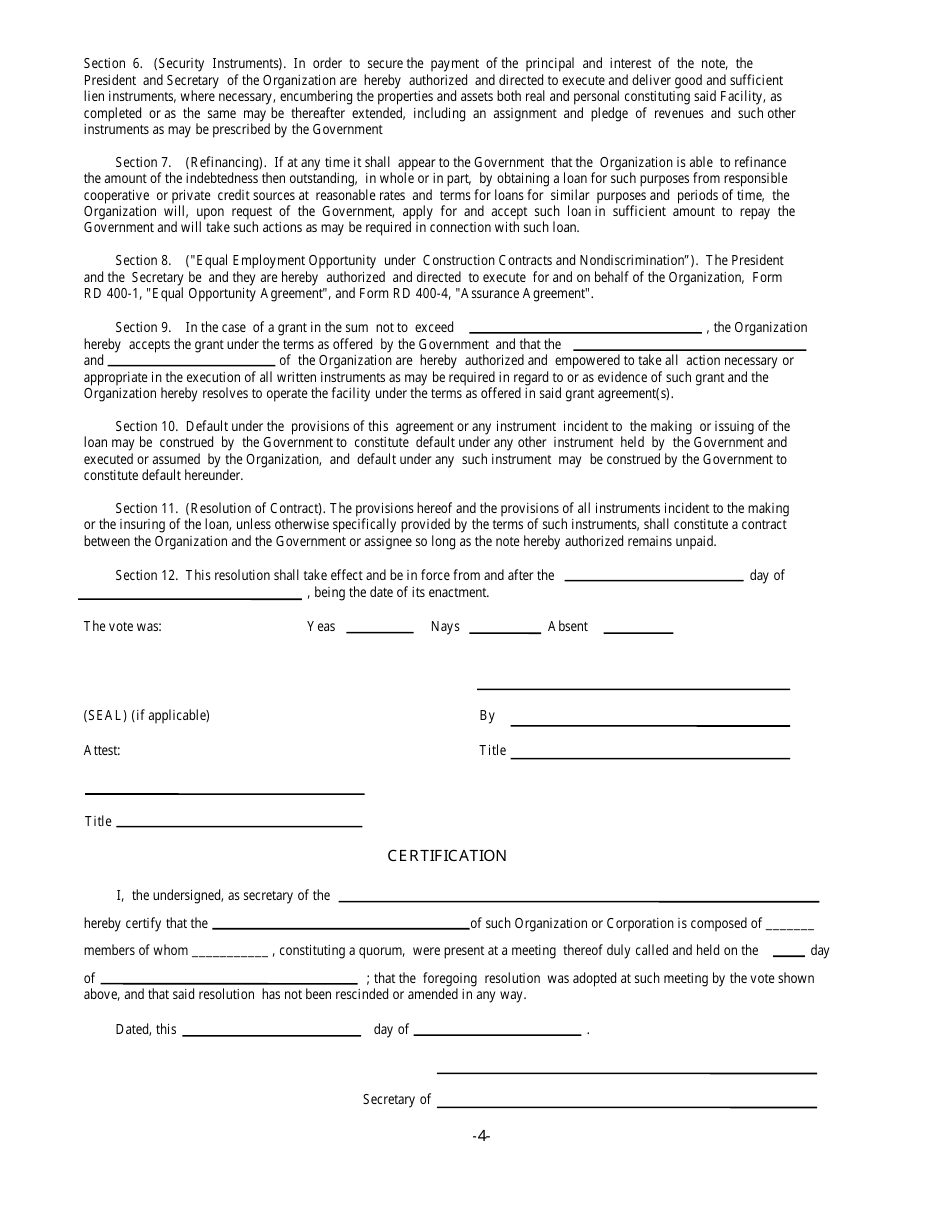 Loan Resolution Security Agreement, Page 4