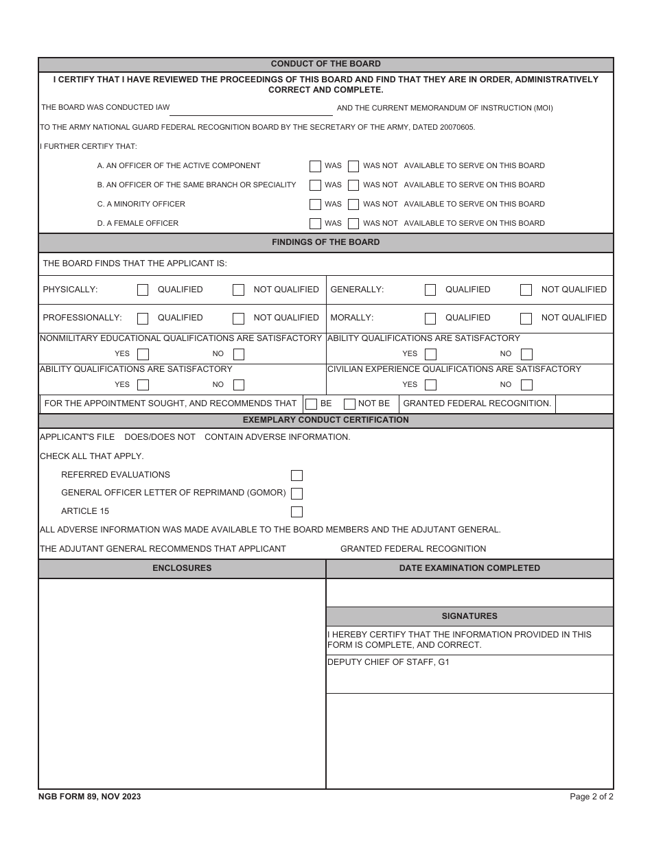 NGB Form 89 Download Fillable PDF or Fill Online Proceedings of a ...