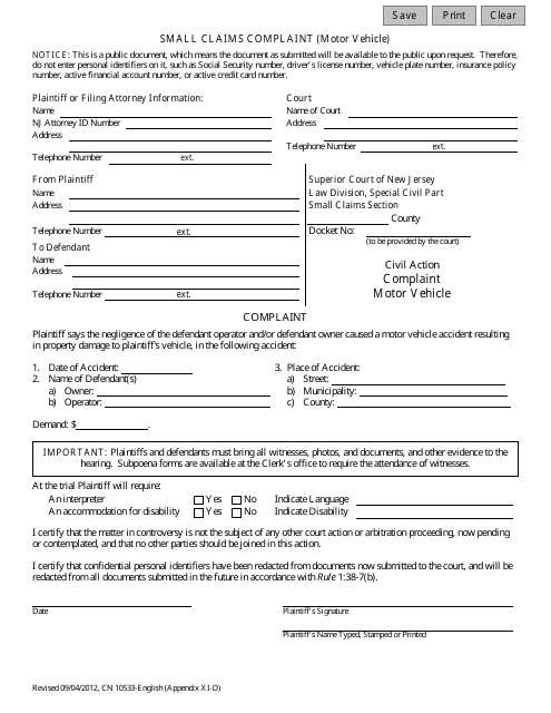 Form 10533 Appendix XI-D  Printable Pdf