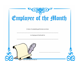 Document preview: Employee of the Month Certificate Template - Blue