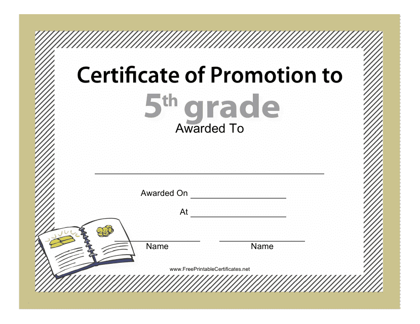 5th Grade Promotion Certificate Template