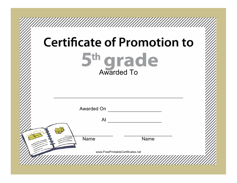 5th Grade Promotion Certificate Template Image