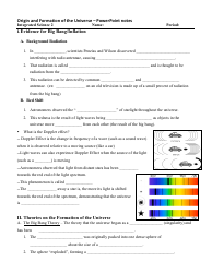 Document preview: Origin and Formation of the Universe Worksheet - Integrated Science 2, Tamalpais Union High School District
