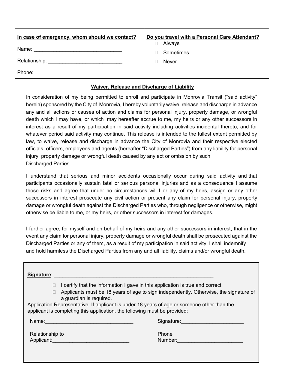 Monrovia Transit Application - City of Monrovia, California, Page 2