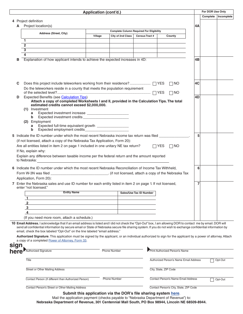 Form L1L2 Download Fillable PDF or Fill Online Nebraska Advantage Rural ...