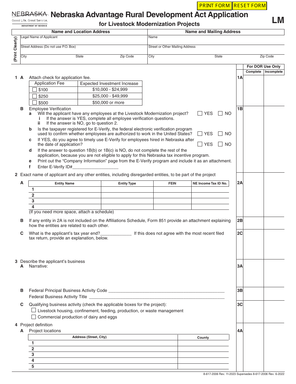 Form Lm Download Fillable Pdf Or Fill Online Nebraska Advantage Rural Development Act 3870