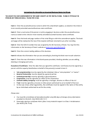 Amendment of Assumed Business Name Certificate - North Carolina, Page 2