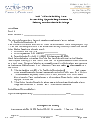 Form CDD-0201 Accessibility Upgrade Requirements for Existing Non-residential Buildings (Declaration and Certification) - City of Sacramento, California