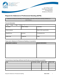 Document preview: Request for Statement of Professional Standing (Sops) - Nunavut, Canada