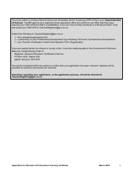Application for Renewal of Professional Teaching Certificate - Nunavut, Canada, Page 4