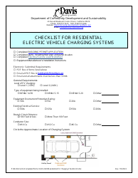 Document preview: Checklist for Residential Electric Vehicle Charging Systems - City of Davis, California