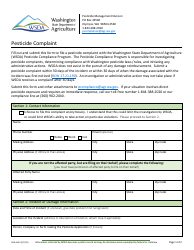 Document preview: Form AGR-4143 Pesticide Complaint - Washington