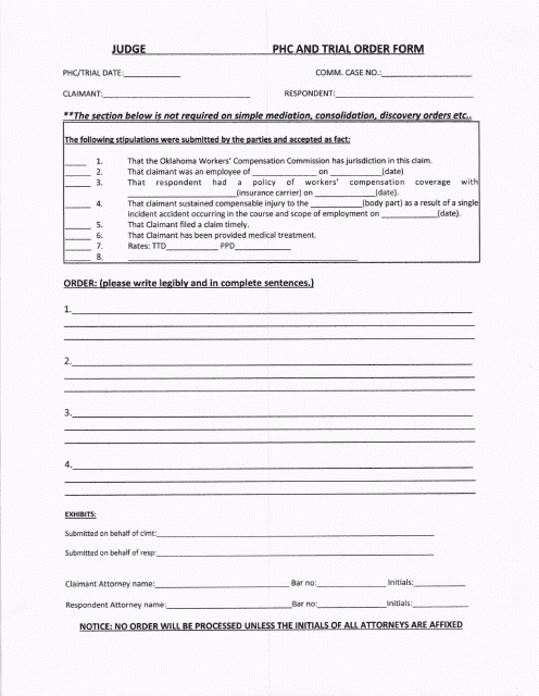 Order Request Form - Oklahoma Download Pdf