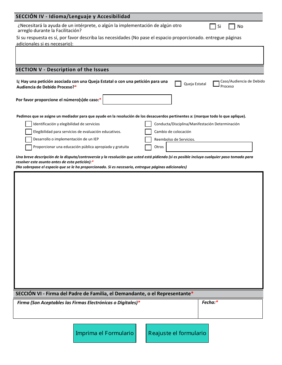 Formulario Para Pedir Una Reunion Iep Facilitada - New Mexico (Spanish), Page 2