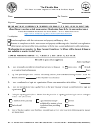 Document preview: Trust Account Compliance Certificate & Pro Bono Report - Florida, 2023
