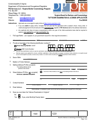 Form A450-1231EXLIC Tattooer Examination &amp; License Application - Virginia