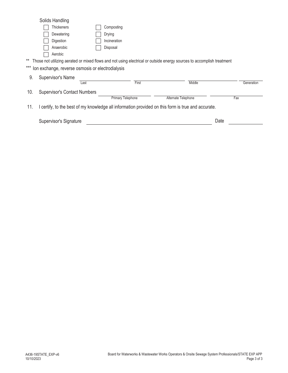 Form A436-19STATE_EXP Out-of-State Facility Description  Experience Verification Application - Virginia, Page 3