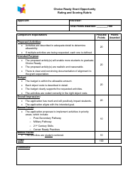 Document preview: Choice Ready Grant Opportunity Rating and Scoring Rubric - North Dakota