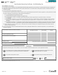 Form NR602 Non-resident Ownership Certificate - No Withholding Tax - Canada