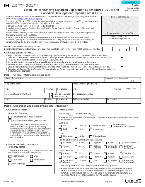 Form T101A  Printable Pdf