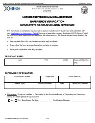 Document preview: Form DCA BBS37A-668 Licensed Professional Clinical Counselor Experience Verification - Out-of-State or out-Of-Country Experience - California