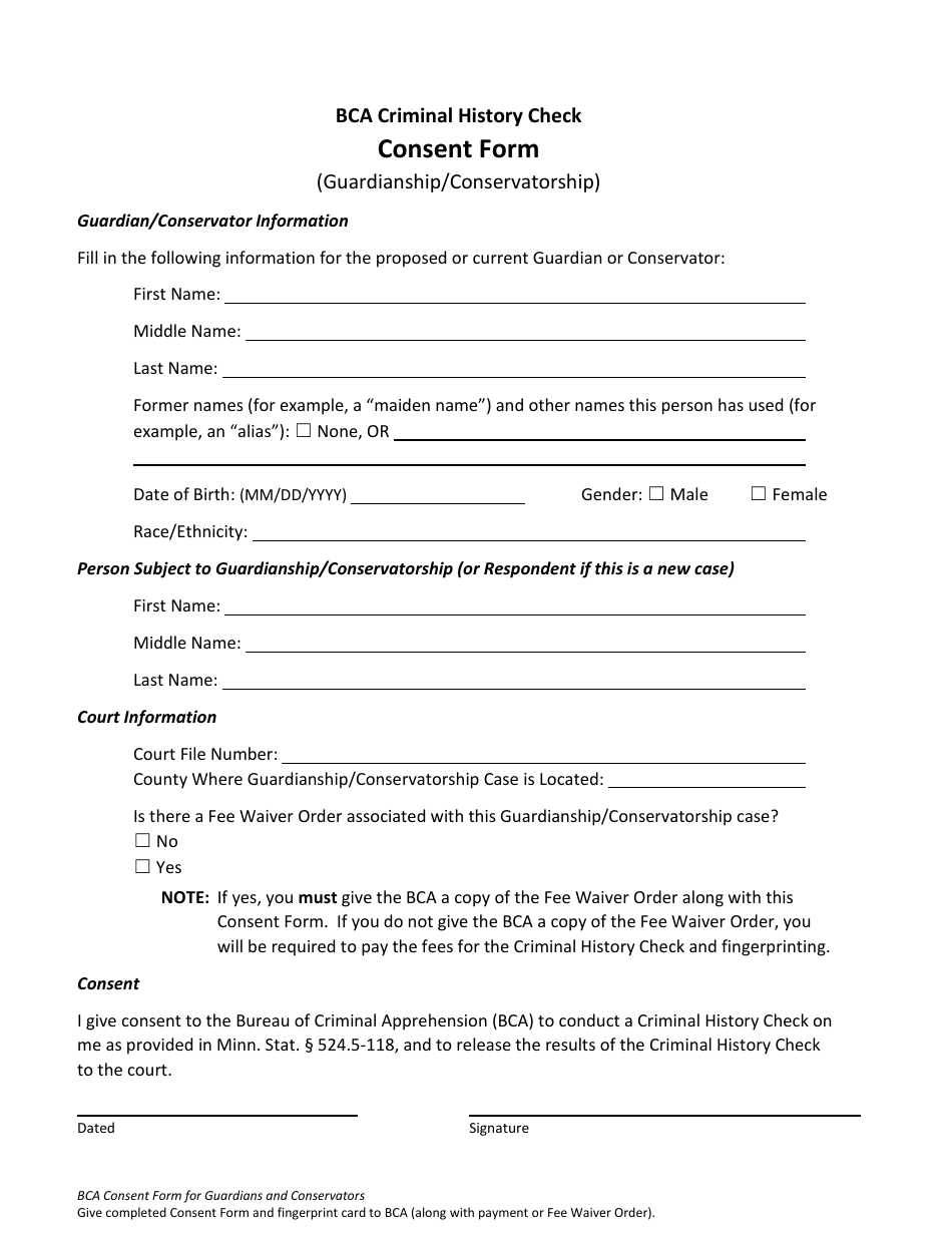 Form GAC121 Bca Criminal History Check Consent Form (Guardianship / Conservatorship) - Minnesota, Page 4