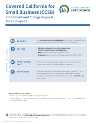 Document preview: Covered California for Small Business (Ccsb) Enrollment and Change Request for Employees - California