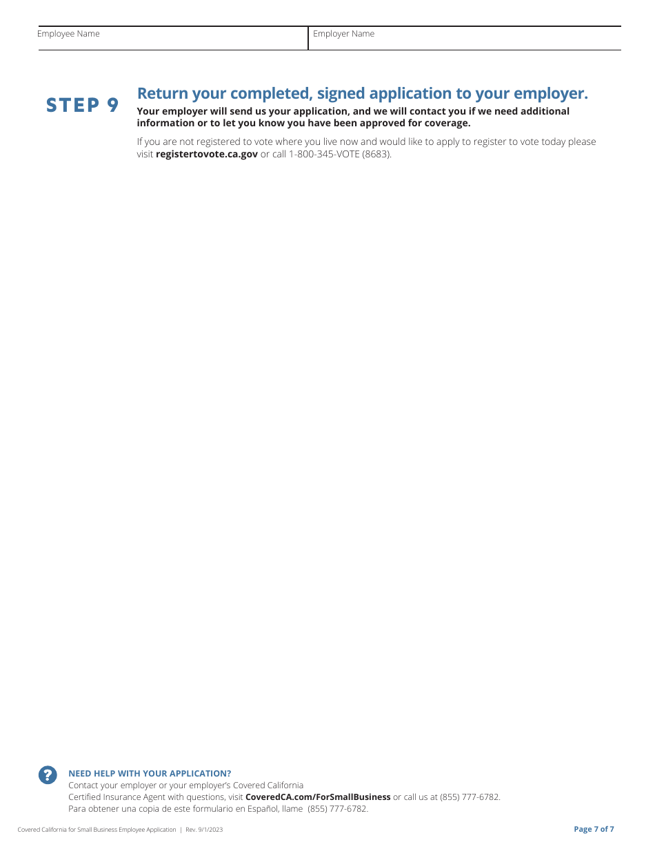 Covered California for Small Business (Ccsb) Enrollment and Change Request for Employees - California, Page 8