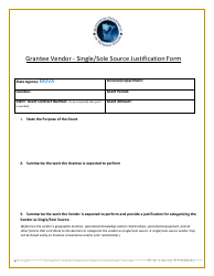 Grantee Vendor - Single/Sole Source Justification Form - Minnesota