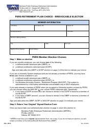 Form MBS-0039 Pers Retirement Plan Choice - Irrevocable Election - Montana