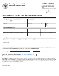Document preview: Form LTC-71 First Responder Certification Instructor Application - Texas