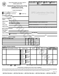 Form LAB-202 Seized Drugs Destruction Only Submission Form - Texas