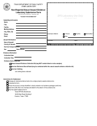 Document preview: Form LAB-205 Non-reported Sexual Assault Evidence Laboratory Submission Form - Texas