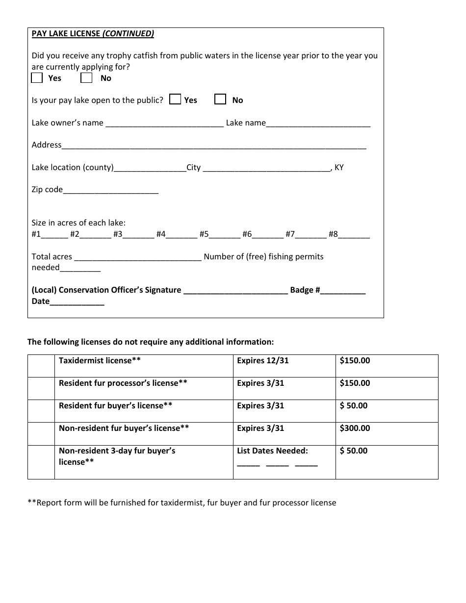 Commercial License Application Form - Kentucky, Page 3