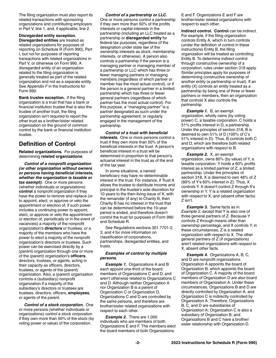 Instructions for IRS Form 990 Schedule R Related Organizations and Unrelated Partnerships, Page 2